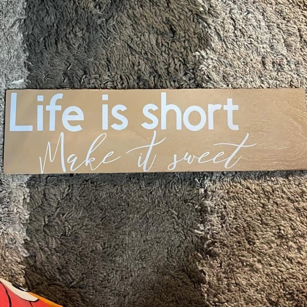 Tan and White Inspirational Wall Sign